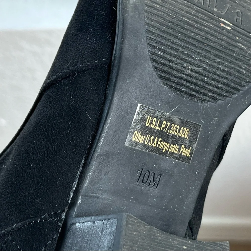 Unisa Suede Ankle Boots Black Booties with Buckle Detail Size 10 M